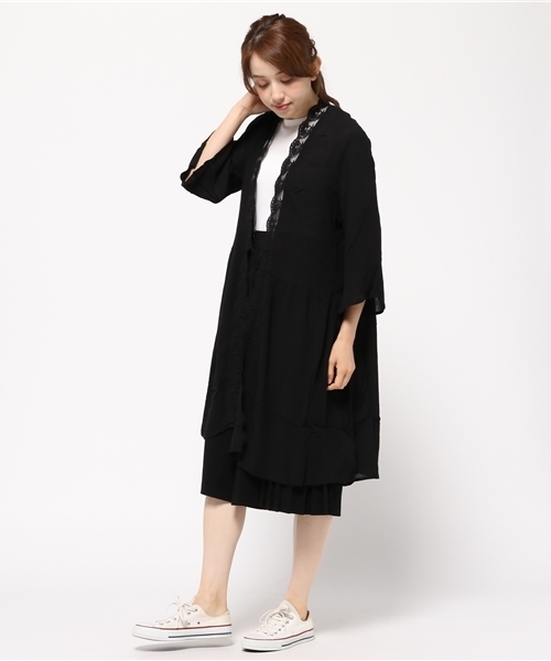 MOUSSY（マウジー）の「LACE COMBI CIFFON LONG GOWNⅡ（カーディガン/ボレロ・レディース・ホワイト/ピンク/ブラック・FREE）」の13枚目の写真