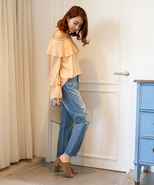 N.（N. Natural Beauty Basic）（エヌエヌナチュラルビューティーベーシック）の「ボーイズデニムパンツ クラッシュ加工（デニムパンツ・レディース・ブルー系その他・MEDIUM/SMALL）」の4枚目の写真