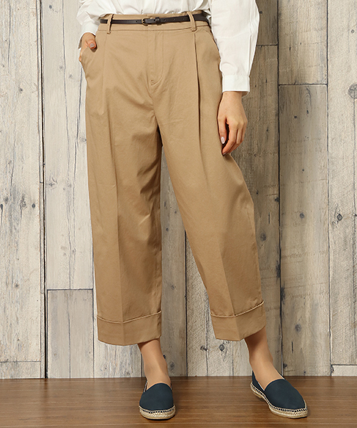 LBC（エルビーシー）の「ベルト付裾ダブルストレートパンツ（その他パンツ・レディース・ベージュ/ブラック/オリーブ・L/M）」の3枚目の写真