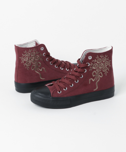 Super Hakka スーパーハッカ の 単色フラワー刺しゅうハイカットスニーカー その他シューズ Wear