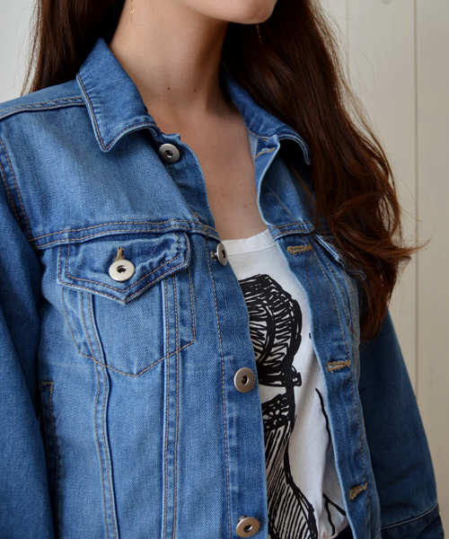 Khaju(カージュ)の「Khaju:デニムGジャン □(デニムジャケット・レディース・ブルー・ONE SIZE)」の4枚目の写真