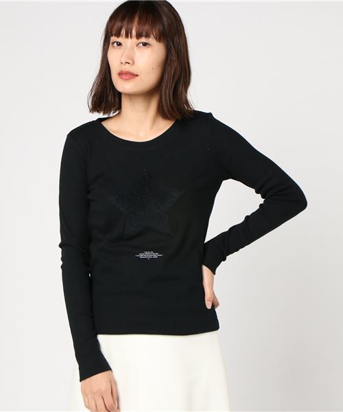 DOUBLE STANDARD CLOTHING(ダブルスタンダードクロージング)の「DSC フライス表起毛スター刺繍トップス(Tシャツ/カットソー・レディース・ブラック/グレー/オフホワイト・38/36)」の3枚目の写真