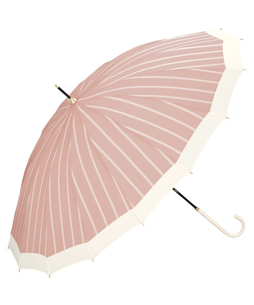 Wpc.(ダブリュピーシー)の「16本骨 切り継ぎストライプ 雨傘 長傘 晴雨兼用 Wpc.(長傘・レディース・ベージュ/ネイビー/オフホワイト/ピンク・FREE)」の4枚目の写真