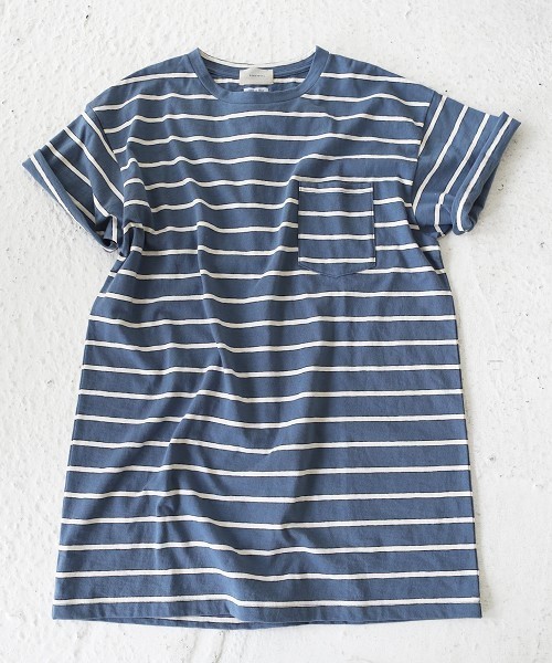 TODAYFUL(トゥデイフル)の「オーバーサイズボーダーTシャツ(Tシャツ/カットソー・レディース・ブルー/アイボリー/ボルドー・FREE)」の9枚目の写真