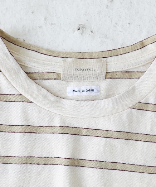 TODAYFUL(トゥデイフル)の「オーバーサイズボーダーTシャツ(Tシャツ/カットソー・レディース・ブルー/アイボリー/ボルドー・FREE)」の12枚目の写真