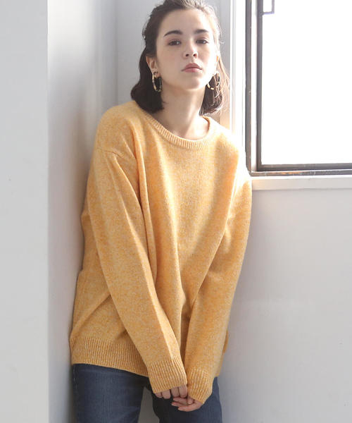 coen（コーエン）の「【手洗いできる】ラムウールクルーネックニット(ブラウン⇒WEB限定)（ニット/セーター・レディース・モカ/イエロー/ライトグレー/ブラウン/ピンク・FREE）」の4枚目の写真