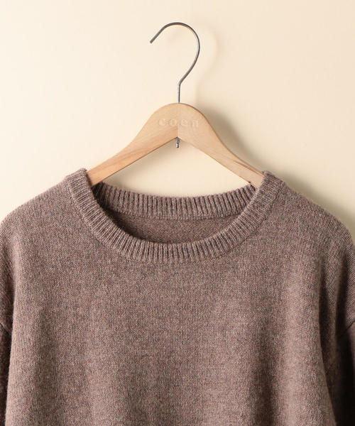 coen（コーエン）の「【手洗いできる】ラムウールクルーネックニット(ブラウン⇒WEB限定)（ニット/セーター・レディース・モカ/イエロー/ライトグレー/ブラウン/ピンク・FREE）」の12枚目の写真
