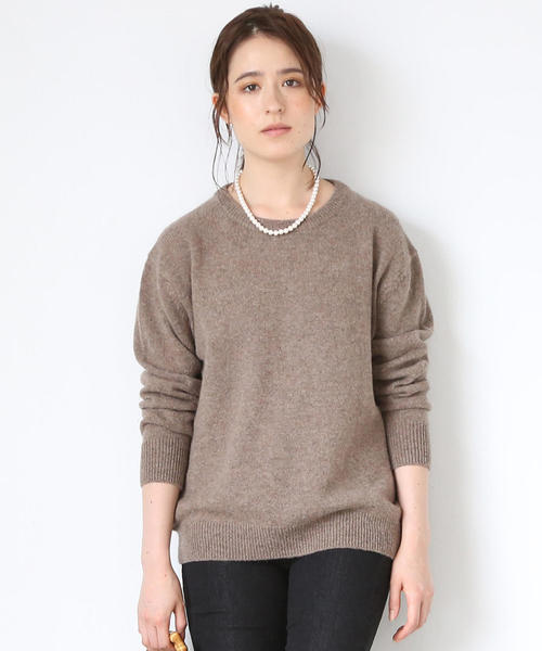 coen（コーエン）の「【手洗いできる】ラムウールクルーネックニット(ブラウン⇒WEB限定)（ニット/セーター・レディース・モカ/イエロー/ライトグレー/ブラウン/ピンク・FREE）」の8枚目の写真