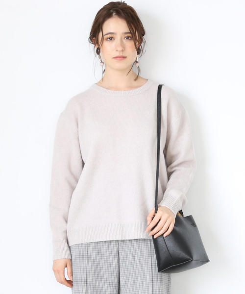 coen（コーエン）の「【手洗いできる】ラムウールクルーネックニット(ブラウン⇒WEB限定)（ニット/セーター・レディース・モカ/イエロー/ライトグレー/ブラウン/ピンク・FREE）」の15枚目の写真