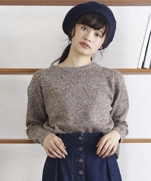 coen（コーエン）の「【手洗いできる】ラムウールクルーネックニット(ブラウン⇒WEB限定)（ニット/セーター・レディース・モカ/イエロー/ライトグレー/ブラウン/ピンク・FREE）」の22枚目の写真