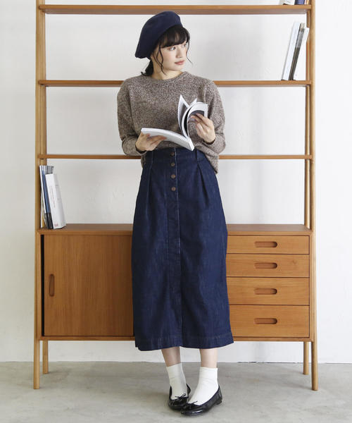 coen（コーエン）の「【手洗いできる】ラムウールクルーネックニット(ブラウン⇒WEB限定)（ニット/セーター・レディース・モカ/イエロー/ライトグレー/ブラウン/ピンク・FREE）」の21枚目の写真