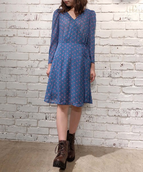 one after another NICE CLAUP(ワンアフターアナザーナイスクラップ)の「カシュクール OTONAワンピース(ワンピース・レディース・ブラック/グリーン/ホワイト系その他/ブルー系その他・FREE)」の2枚目の写真