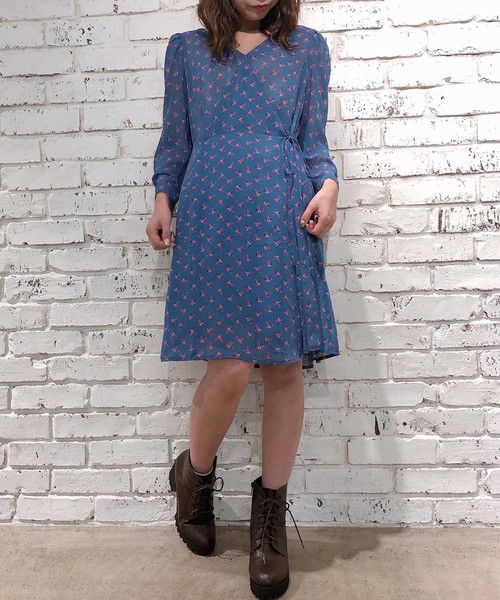 one after another NICE CLAUP(ワンアフターアナザーナイスクラップ)の「カシュクール OTONAワンピース(ワンピース・レディース・ブラック/グリーン/ホワイト系その他/ブルー系その他・FREE)」の13枚目の写真