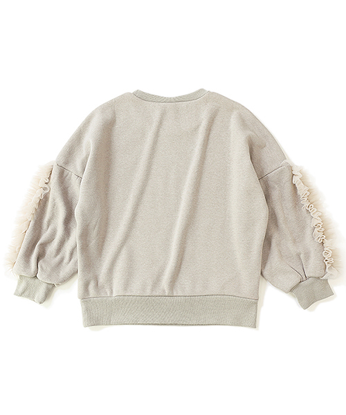 devirock(デビロック)の「まるで着る毛布 袖チュール付き裏シャギートップス 裏起毛(スウェット・キッズ・グレー系その他/スモークピンク/モカ/ラベンダー/ネイビー・140cm/150cm/110cm/130cm/160cm/100cm/120cm)」の11枚目の写真