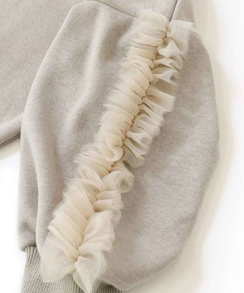 devirock(デビロック)の「まるで着る毛布 袖チュール付き裏シャギートップス 裏起毛(スウェット・キッズ・グレー系その他/スモークピンク/モカ/ラベンダー/ネイビー・140cm/150cm/110cm/130cm/160cm/100cm/120cm)」の13枚目の写真