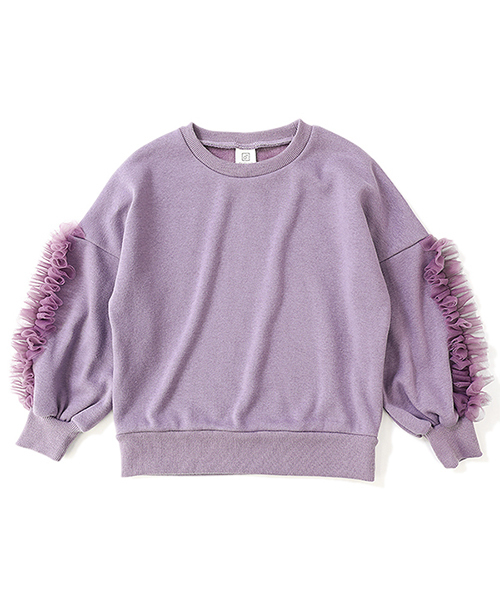 devirock(デビロック)の「まるで着る毛布 袖チュール付き裏シャギートップス 裏起毛(スウェット・キッズ・グレー系その他/スモークピンク/モカ/ラベンダー/ネイビー・140cm/150cm/110cm/130cm/160cm/100cm/120cm)」の22枚目の写真