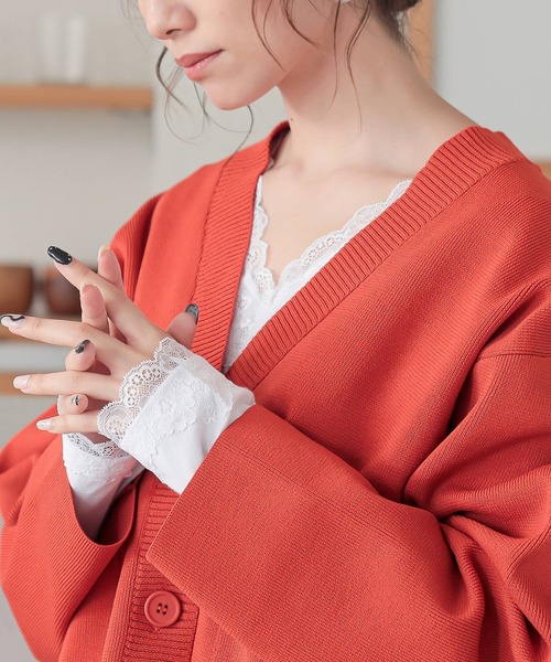 osharewalker（オシャレウォーカー）の「『2wayデザインレースロンT』（Tシャツ/カットソー・レディース・ネイビー/グリーン/プラム/オフホワイト/グレー系その他/ブラック/モカ/ライトブルー・LARGE/X-LARGE/MEDIUM）」の10枚目の写真