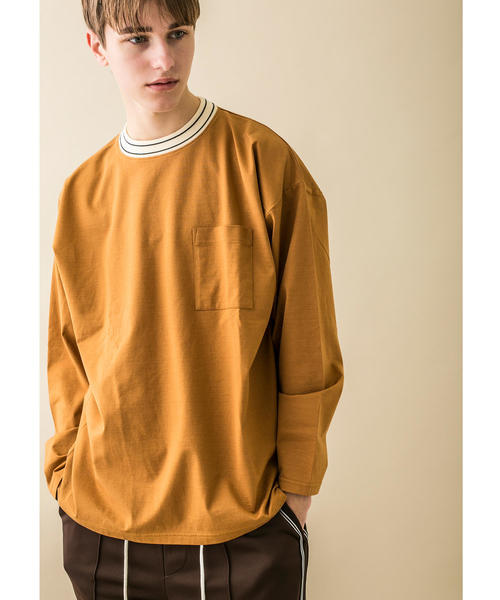 MONKEY TIME(モンキータイム)の「<monkey time> SIL/TJK LINE MOCKNECK LONG SLEEVE/Tシャツ(Tシャツ/カットソー・メンズ・ブラック/ブラウン・M/S/L)」の1枚目の写真