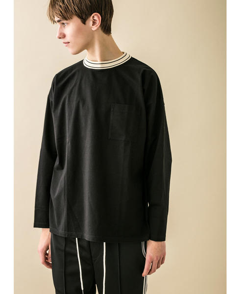 MONKEY TIME(モンキータイム)の「<monkey time> SIL/TJK LINE MOCKNECK LONG SLEEVE/Tシャツ(Tシャツ/カットソー・メンズ・ブラック/ブラウン・M/S/L)」の2枚目の写真