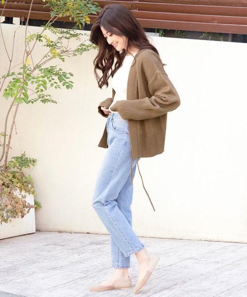 KOBE LETTUCE(コウベレタス)の「トップス⇔カーディガンの2wayバックシャンニット(カーディガン/ボレロ・レディース・グレー/アイボリー/モカ/ブラック・FREE)」の17枚目の写真