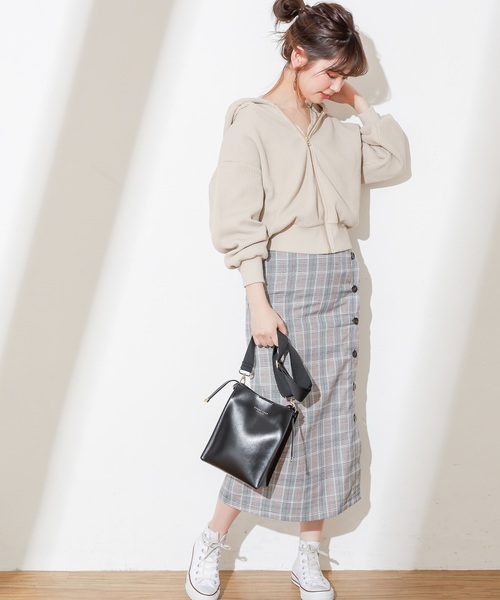 natural couture(ナチュラルクチュール)の「オニワッフルパーカー(パーカー・レディース・ブラック/ベージュ/アイボリー/ラベンダー・FREE)」の11枚目の写真