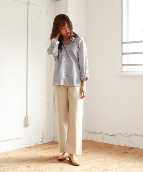 Auntie Rosa(アンティローザ)の「【Auntie Rosa】タックコットンパンツ(デニムパンツ・レディース・ホワイト/カーキ・FREE)」の4枚目の写真