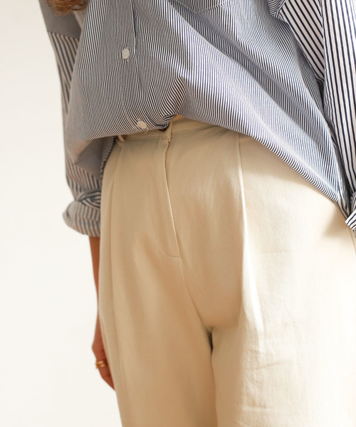 Auntie Rosa(アンティローザ)の「【Auntie Rosa】タックコットンパンツ(デニムパンツ・レディース・ホワイト/カーキ・FREE)」の6枚目の写真