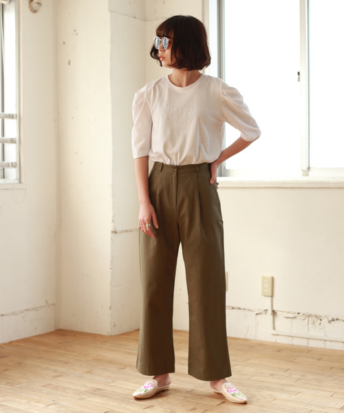Auntie Rosa(アンティローザ)の「【Auntie Rosa】タックコットンパンツ(デニムパンツ・レディース・ホワイト/カーキ・FREE)」の10枚目の写真