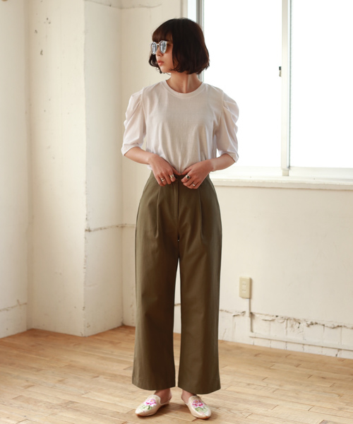 Auntie Rosa(アンティローザ)の「【Auntie Rosa】タックコットンパンツ(デニムパンツ・レディース・ホワイト/カーキ・FREE)」の11枚目の写真