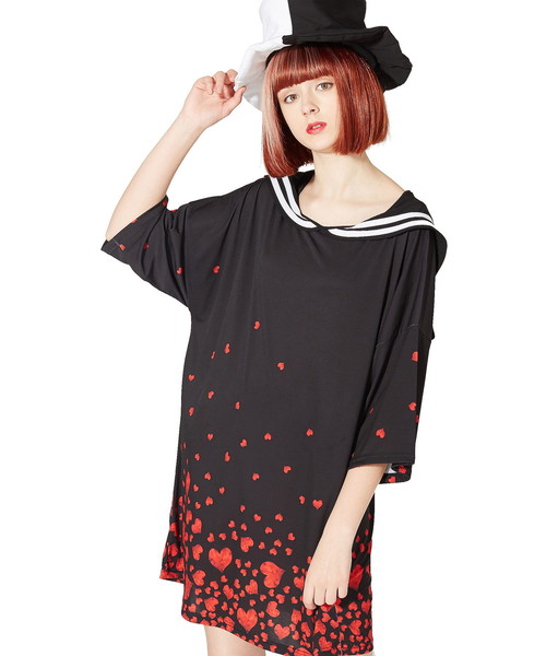 ankoROCK（アンコロック）の「バラバラハートラインセーラーＴシャツ -メガビッグ-（Tシャツ/カットソー・メンズ・A・ONE SIZE）」の2枚目の写真