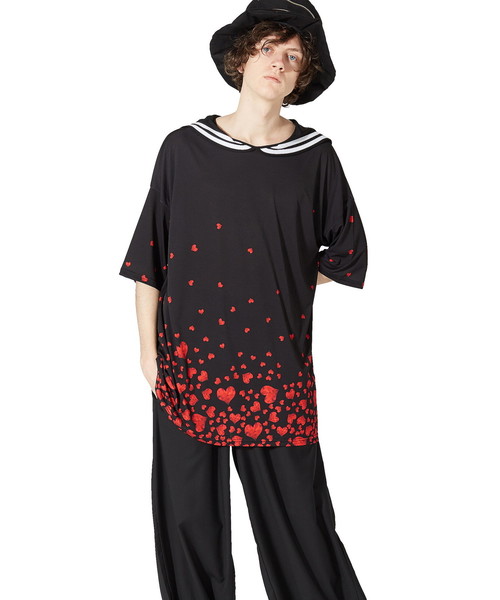 ankoROCK（アンコロック）の「バラバラハートラインセーラーＴシャツ -メガビッグ-（Tシャツ/カットソー・メンズ・A・ONE SIZE）」の5枚目の写真