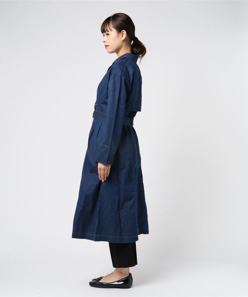 Moname（モナーム）の「Moname デニムドロップコート /41191282（トレンチコート・レディース・ブルー/ライトブルー・S）」の3枚目の写真