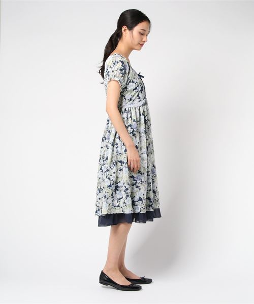 axes femme 花柄ワンピース ライトブルー M 清楚 爽やか 可愛い axes femme 花柄ワンピース ライトブルー M 清楚 爽やか 可愛い