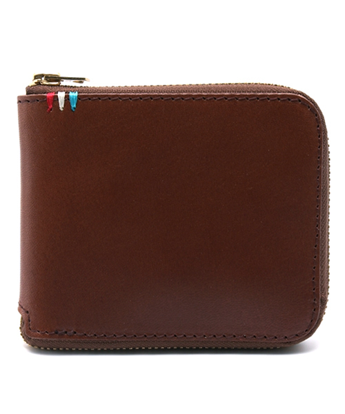 アールニューボールド R.NEWBOLD 財布 ラウンドファスナー ウール × レザー 465 メンズ 日本製 本革 牛革 男性用 （アールニューボールド）の「LEATHER ZIP WALLET⁄805950