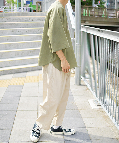 kutir(クティール)の「ヘンリー配色リネンプルオーバー(シャツ/ブラウス・メンズ・オフホワイト/ライトグリーン/モカ・MEDIUM/LARGE)」の12枚目の写真