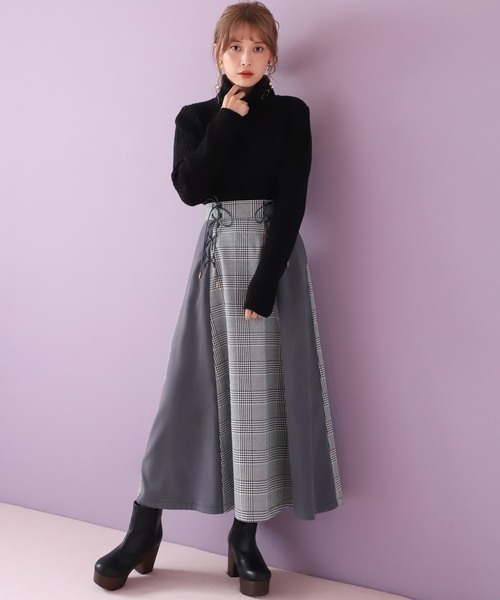 one after another NICE CLAUP(ワンアフターアナザーナイスクラップ)の「ダブルレースアップスカート(スカート・レディース・ブラック/ベージュ/ブラウン/ブルー系その他・FREE)」の8枚目の写真