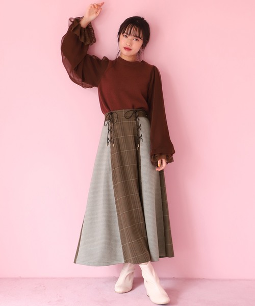 one after another NICE CLAUP(ワンアフターアナザーナイスクラップ)の「ダブルレースアップスカート(スカート・レディース・ブラック/ベージュ/ブラウン/ブルー系その他・FREE)」の11枚目の写真