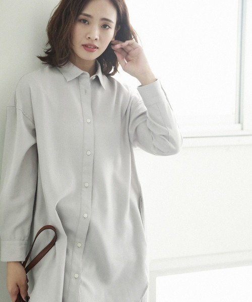 BAYFLOW(ベイフロー)の「ウラキモウロングシャツ(シャツ/ブラウス・レディース・ブラック/ネイビー/グレー/オフホワイト・SMALL/MEDIUM)」の3枚目の写真