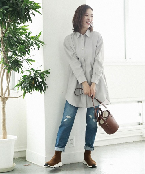 BAYFLOW(ベイフロー)の「ウラキモウロングシャツ(シャツ/ブラウス・レディース・ブラック/ネイビー/グレー/オフホワイト・SMALL/MEDIUM)」の22枚目の写真