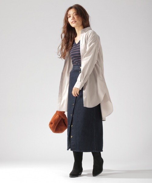 BAYFLOW(ベイフロー)の「ウラキモウロングシャツ(シャツ/ブラウス・レディース・ブラック/ネイビー/グレー/オフホワイト・SMALL/MEDIUM)」の6枚目の写真