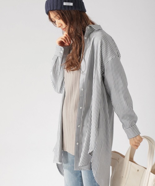 BAYFLOW(ベイフロー)の「ウラキモウロングシャツ(シャツ/ブラウス・レディース・ブラック/ネイビー/グレー/オフホワイト・SMALL/MEDIUM)」の10枚目の写真