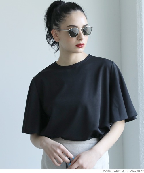coca(coca)(コカ)の「シンプルフレアTシャツ(Tシャツ/カットソー・レディース・ブラック・ONE SIZE)」の7枚目の写真