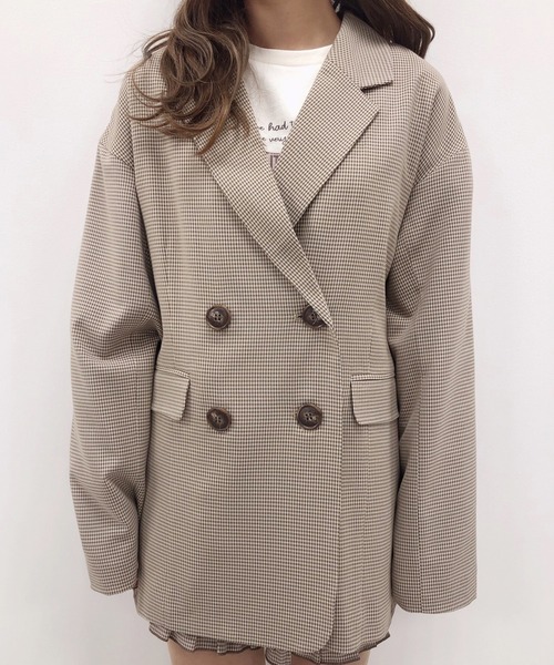 one after another NICE CLAUP（ワンアフターアナザーナイスクラップ）の「NEWテーラードジャケット（テーラードジャケット・レディース・ベージュ/ミント/モカ/チェック・FREE）」の4枚目の写真