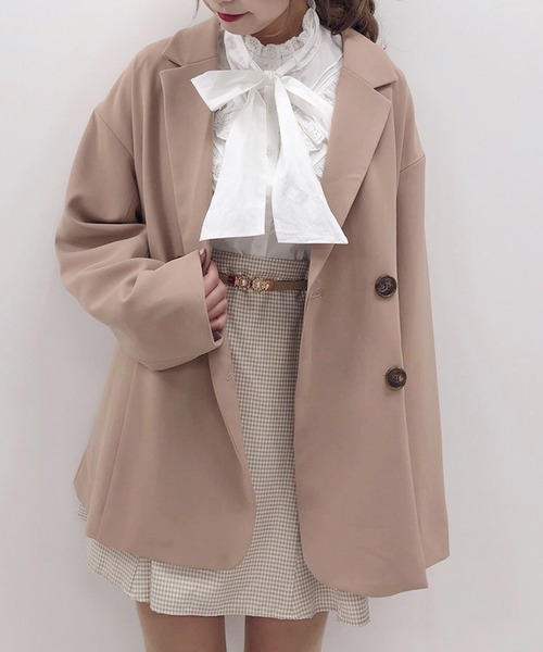 one after another NICE CLAUP（ワンアフターアナザーナイスクラップ）の「NEWテーラードジャケット（テーラードジャケット・レディース・ベージュ/ミント/モカ/チェック・FREE）」の2枚目の写真