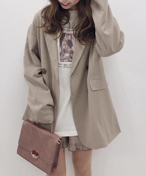 one after another NICE CLAUP（ワンアフターアナザーナイスクラップ）の「NEWテーラードジャケット（テーラードジャケット・レディース・ベージュ/ミント/モカ/チェック・FREE）」の5枚目の写真