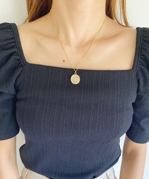 CLEA（クレア）の「Maria スタッドチェーン コイン ネックレス（ネックレス・レディース・シルバー/ゴールド・FREE）」の2枚目の写真