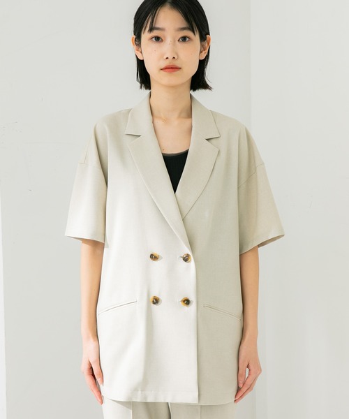 STUDIOUS（ステュディオス）の「【STUDIOUS】ボタニカルシャツジャケット（テーラードジャケット・レディース・ベージュ/グリーン・FREE）」の8枚目の写真