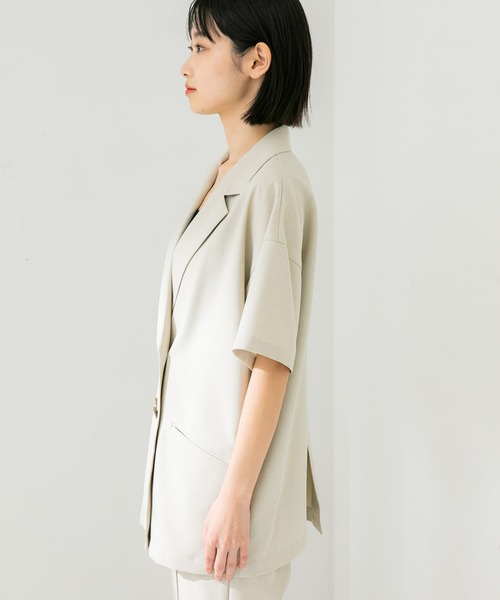 STUDIOUS（ステュディオス）の「【STUDIOUS】ボタニカルシャツジャケット（テーラードジャケット・レディース・ベージュ/グリーン・FREE）」の9枚目の写真