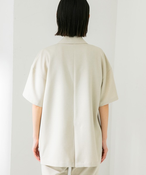 STUDIOUS（ステュディオス）の「【STUDIOUS】ボタニカルシャツジャケット（テーラードジャケット・レディース・ベージュ/グリーン・FREE）」の10枚目の写真