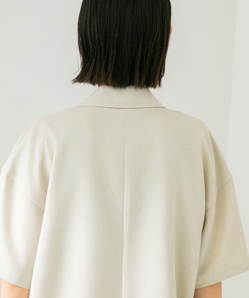 STUDIOUS（ステュディオス）の「【STUDIOUS】ボタニカルシャツジャケット（テーラードジャケット・レディース・ベージュ/グリーン・FREE）」の12枚目の写真